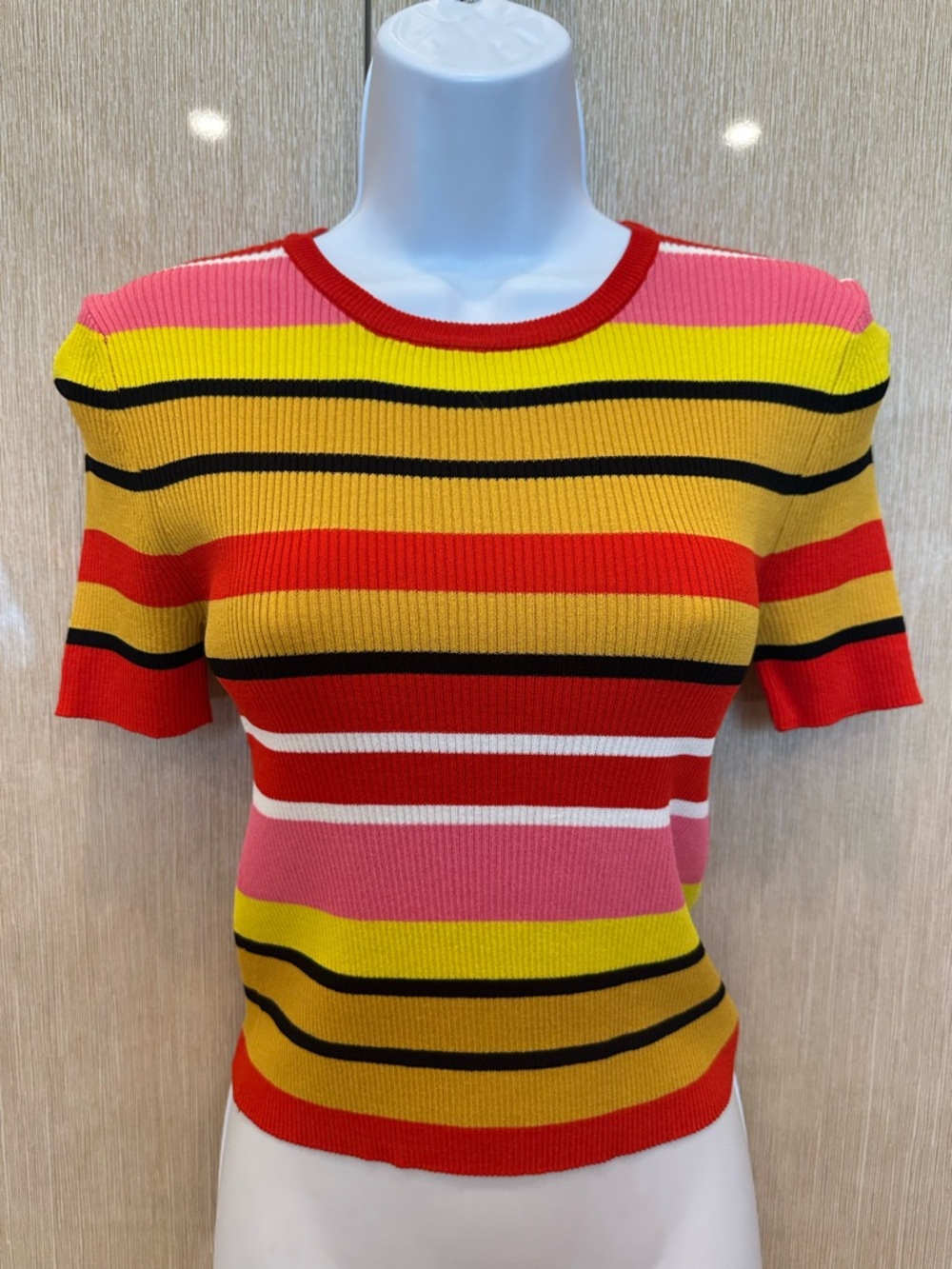 NEW ZARA Knit Multicolor Striped Stretch Top Size M